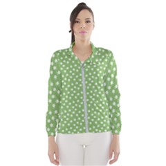 Spring Green White Floral Print Women s Windbreaker by SpinnyChairDesigns