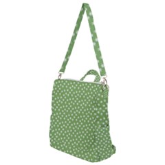 Spring Green White Floral Print Crossbody Backpack by SpinnyChairDesigns