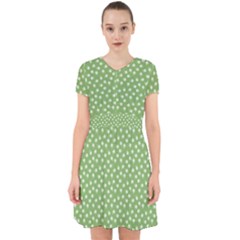 Spring Green White Floral Print Adorable In Chiffon Dress by SpinnyChairDesigns