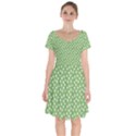 Spring Green White Floral Print Short Sleeve Bardot Dress View1