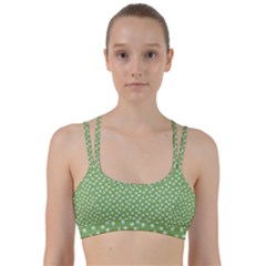 Spring Green White Floral Print Line Them Up Sports Bra by SpinnyChairDesigns