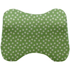 Spring Green White Floral Print Head Support Cushion by SpinnyChairDesigns