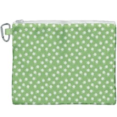 Spring Green White Floral Print Canvas Cosmetic Bag (xxxl) by SpinnyChairDesigns