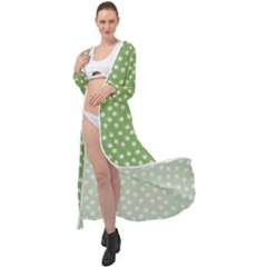 Spring Green White Floral Print Maxi Chiffon Beach Wrap by SpinnyChairDesigns