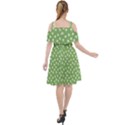 Spring Green White Floral Print Cut Out Shoulders Chiffon Dress View2