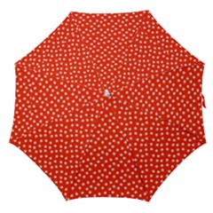 Red White Floral Print Straight Umbrellas by SpinnyChairDesigns