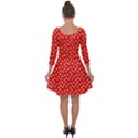 Red White Floral Print Quarter Sleeve Skater Dress View2