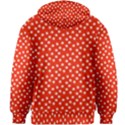 Red White Floral Print Kids  Zipper Hoodie Without Drawstring View2