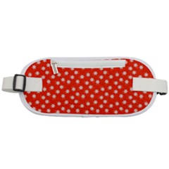 Red White Floral Print Rounded Waist Pouch by SpinnyChairDesigns