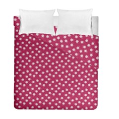 Magenta Rose White Floral Print Duvet Cover Double Side (full/ Double Size) by SpinnyChairDesigns