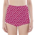 Magenta Rose White Floral Print High-Waisted Bikini Bottoms View1