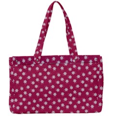 Magenta Rose White Floral Print Canvas Work Bag by SpinnyChairDesigns