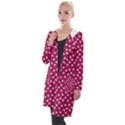 Magenta Rose White Floral Print Hooded Pocket Cardigan View1