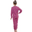 Magenta Rose White Floral Print Kids  Long Sleeve Set  View2