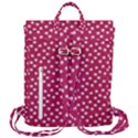 Magenta Rose White Floral Print Flap Top Backpack View3