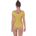 Saffron Yellow White Floral Pattern Short Sleeve Leotard  View2