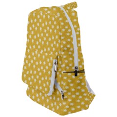 Saffron Yellow White Floral Pattern Travelers  Backpack by SpinnyChairDesigns