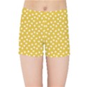 Saffron Yellow White Floral Pattern Kids  Sports Shorts View1