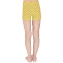 Saffron Yellow White Floral Pattern Kids  Sports Shorts View2