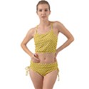 Saffron Yellow White Floral Pattern Mini Tank Bikini Set View1