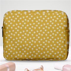 Saffron Yellow White Floral Pattern Make Up Pouch (large) by SpinnyChairDesigns