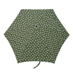 Sage Green White Floral Print Mini Folding Umbrellas by SpinnyChairDesigns