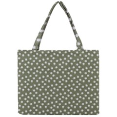 Sage Green White Floral Print Mini Tote Bag by SpinnyChairDesigns