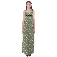 Sage Green White Floral Print Empire Waist Maxi Dress by SpinnyChairDesigns