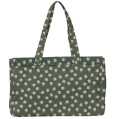 Sage Green White Floral Print Canvas Work Bag by SpinnyChairDesigns