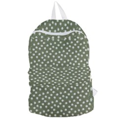 Sage Green White Floral Print Foldable Lightweight Backpack by SpinnyChairDesigns