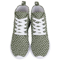 Sage Green White Floral Print Women s Lightweight High Top Sneakers by SpinnyChairDesigns