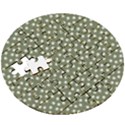 Sage Green White Floral Print Wooden Puzzle Round View3