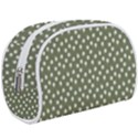 Sage Green White Floral Print Makeup Case (Large) View1