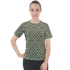 Sage Green White Floral Print Women s Sport Raglan Tee