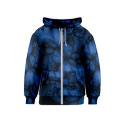 Dark Blue Abstract Pattern Kids  Zipper Hoodie by SpinnyChairDesigns