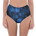 Dark Blue Abstract Pattern Reversible High-Waist Bikini Bottoms View3