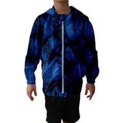 Dark Blue Abstract Pattern Kids  Hooded Windbreaker by SpinnyChairDesigns