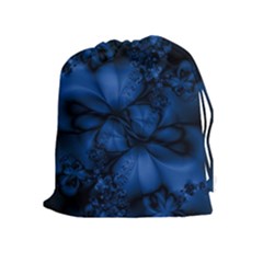 Dark Blue Abstract Pattern Drawstring Pouch (xl) by SpinnyChairDesigns