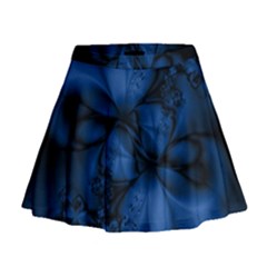 Dark Blue Abstract Pattern Mini Flare Skirt by SpinnyChairDesigns