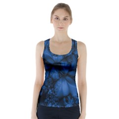 Dark Blue Abstract Pattern Racer Back Sports Top by SpinnyChairDesigns