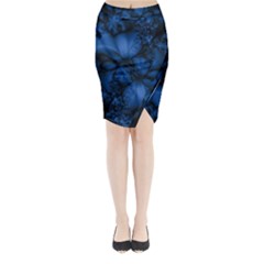 Dark Blue Abstract Pattern Midi Wrap Pencil Skirt by SpinnyChairDesigns