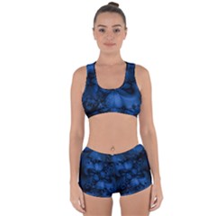 Dark Blue Abstract Pattern Racerback Boyleg Bikini Set by SpinnyChairDesigns