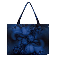 Dark Blue Abstract Pattern Zipper Medium Tote Bag by SpinnyChairDesigns