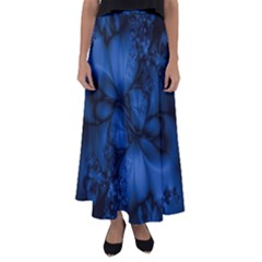 Dark Blue Abstract Pattern Flared Maxi Skirt by SpinnyChairDesigns