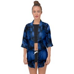 Dark Blue Abstract Pattern Open Front Chiffon Kimono by SpinnyChairDesigns