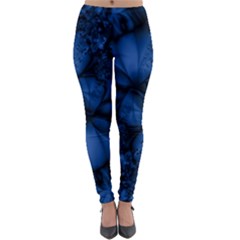 Dark Blue Abstract Pattern Lightweight Velour Leggings by SpinnyChairDesigns