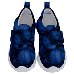 Dark Blue Abstract Pattern Kids  Velcro No Lace Shoes by SpinnyChairDesigns