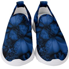 Dark Blue Abstract Pattern Kids  Slip On Sneakers by SpinnyChairDesigns