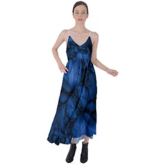 Dark Blue Abstract Pattern Tie Back Maxi Dress by SpinnyChairDesigns