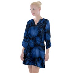 Dark Blue Abstract Pattern Open Neck Shift Dress by SpinnyChairDesigns